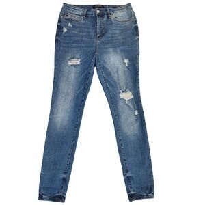 Judy Blue Skinny Fit Jeans Women's Size 13/31 Blue Denim Stretch Distressed
